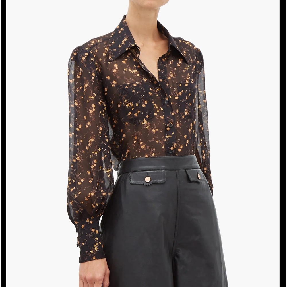 Vampires Wife x Current Elliott sheer floral black blouse size 2